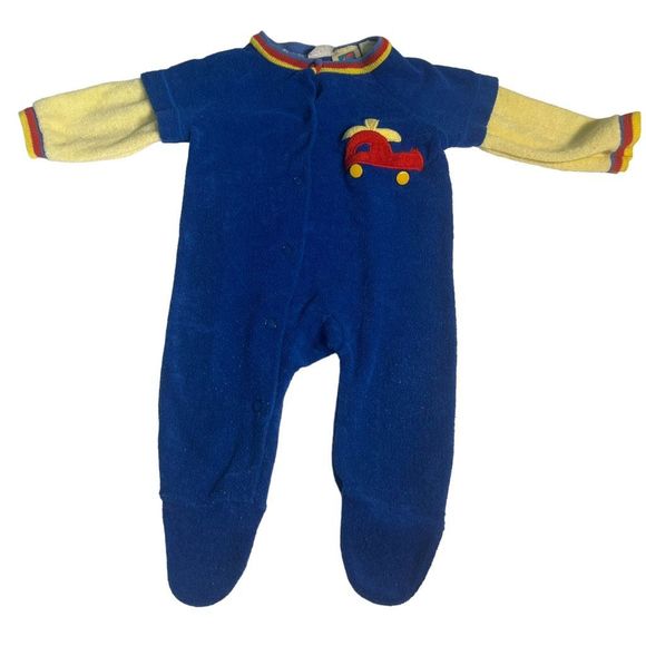 Vintage Carter’s Terry Cloth One Piece Footed Sleeper Romper Sz Med 12-18 Lbs - Picture 1 of 6